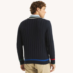 Cricket V-Neck Sweater,Navy,large