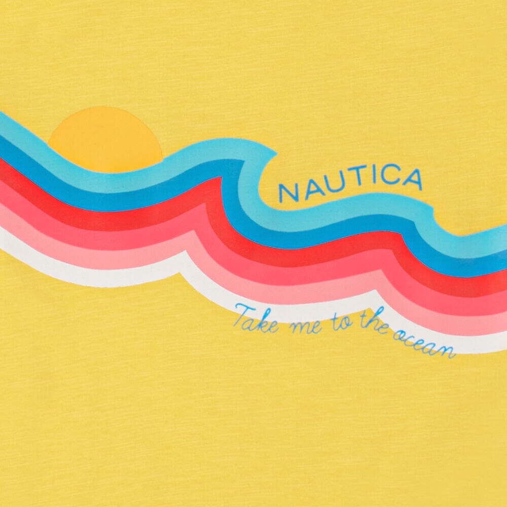 TODDLER GIRLS' WAVE GRAPHIC T-SHIRT (2T-4T),Yellow Zest,large