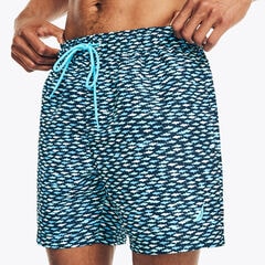 6" Fish Print Swim,Navy,large