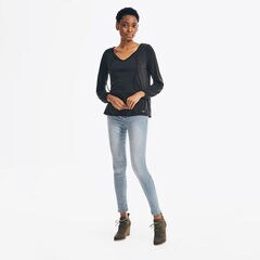 SUSTAINABLY CRAFTED TIE-NECK TOP,True Black,large