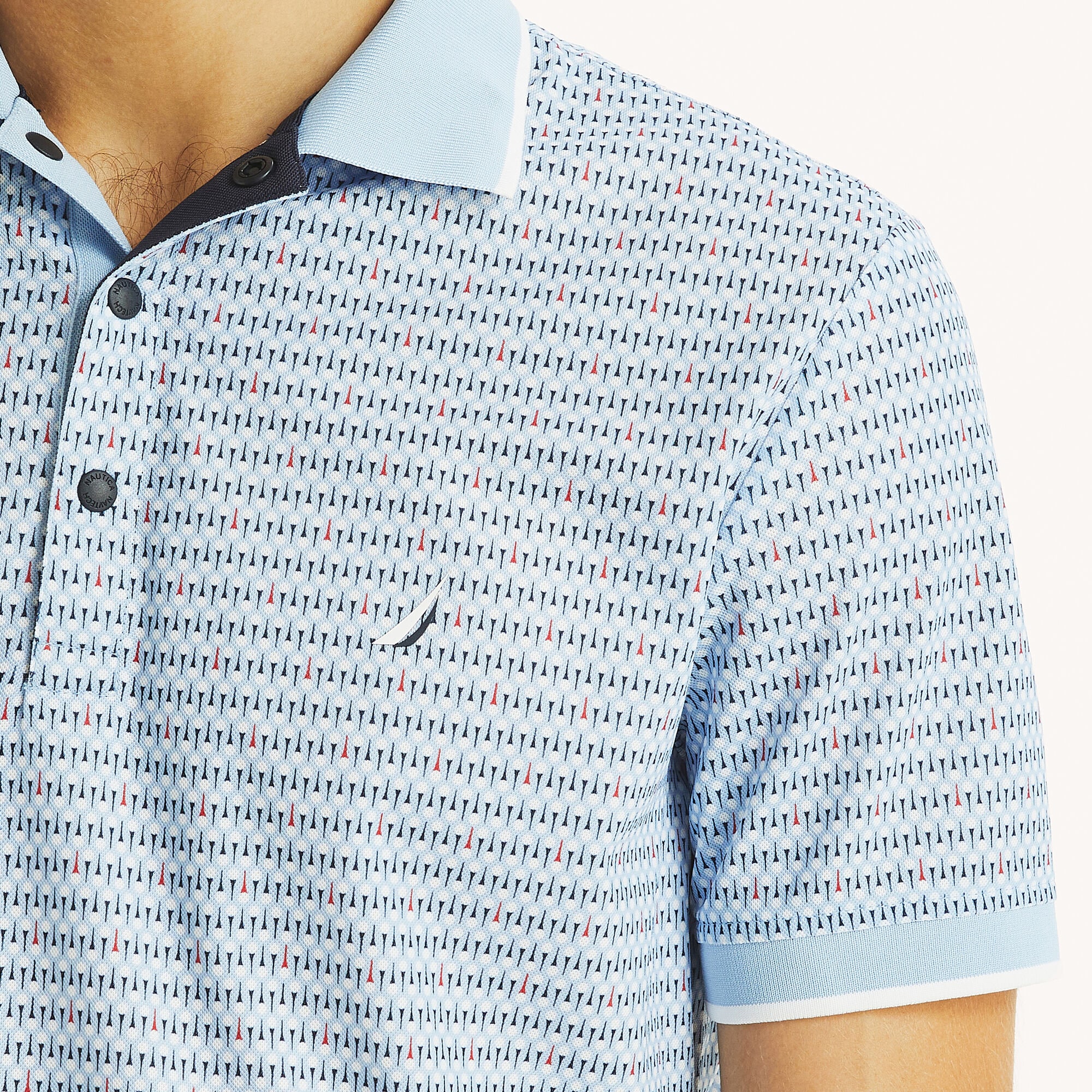 Navtech Classic Fit Golf Print Polo,Azure Blue,large