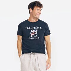USA Sailing Crewneck T-Shirt,True Navy,large