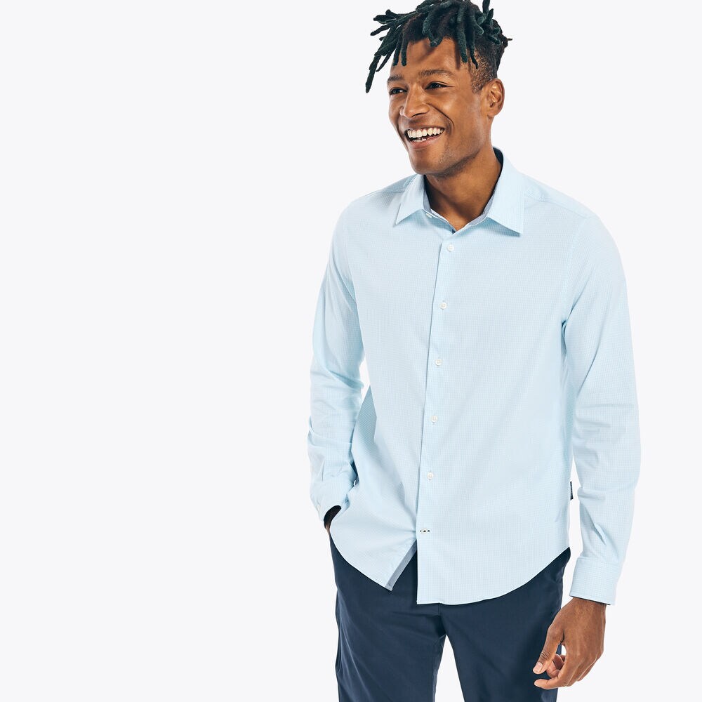 NAVTECH SLIM FIT PLAID SHIRT,Varsity Blue Wash,large