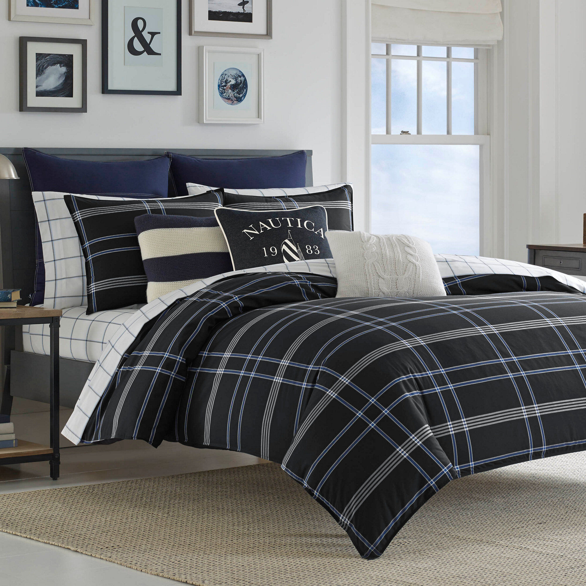 Allston Comforter Set,Navy,large