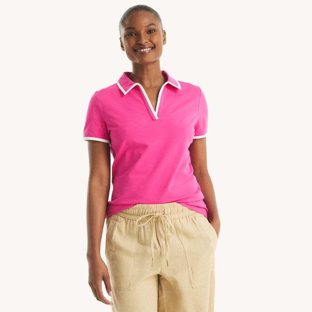 Johnny Collar Top,Hot Pink,large