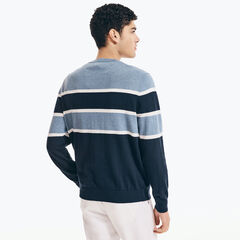 NAVTECH STRIPED CREWNECK SWEATER,Anchor Blue Heather,large