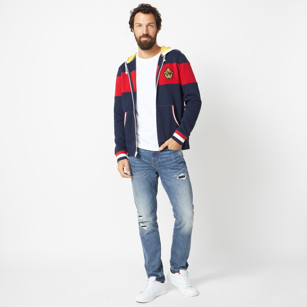 NAUTICA JEANS CO. COLORBLOCK FULL-ZIP HOODIE,Navy,large
