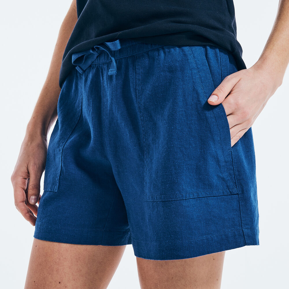 5" LINEN PULL-ON SHORT,Deep Navy Heather,large