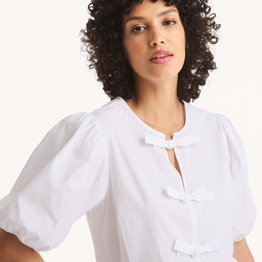 Peplum Bow Top,Bright White,large