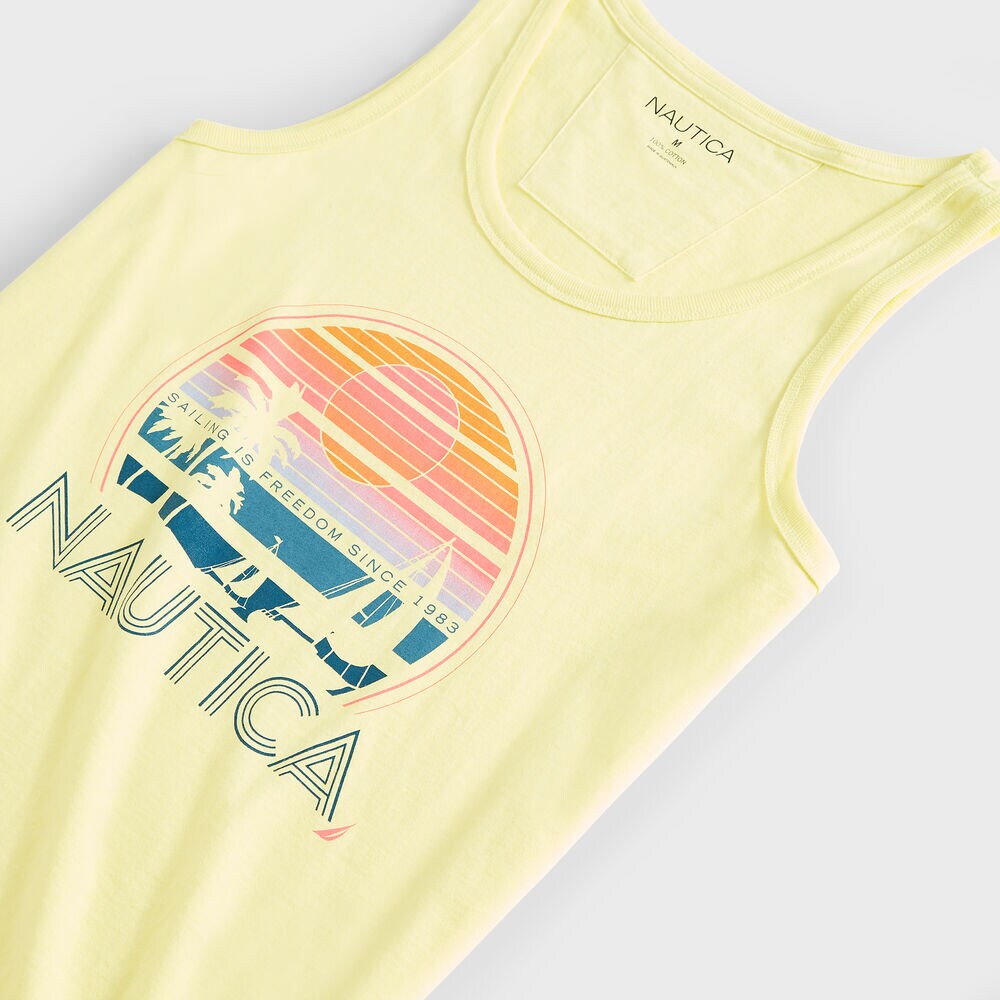 PALM TREE GRAPHIC TANK TOP,Dusty Honey Gold,large